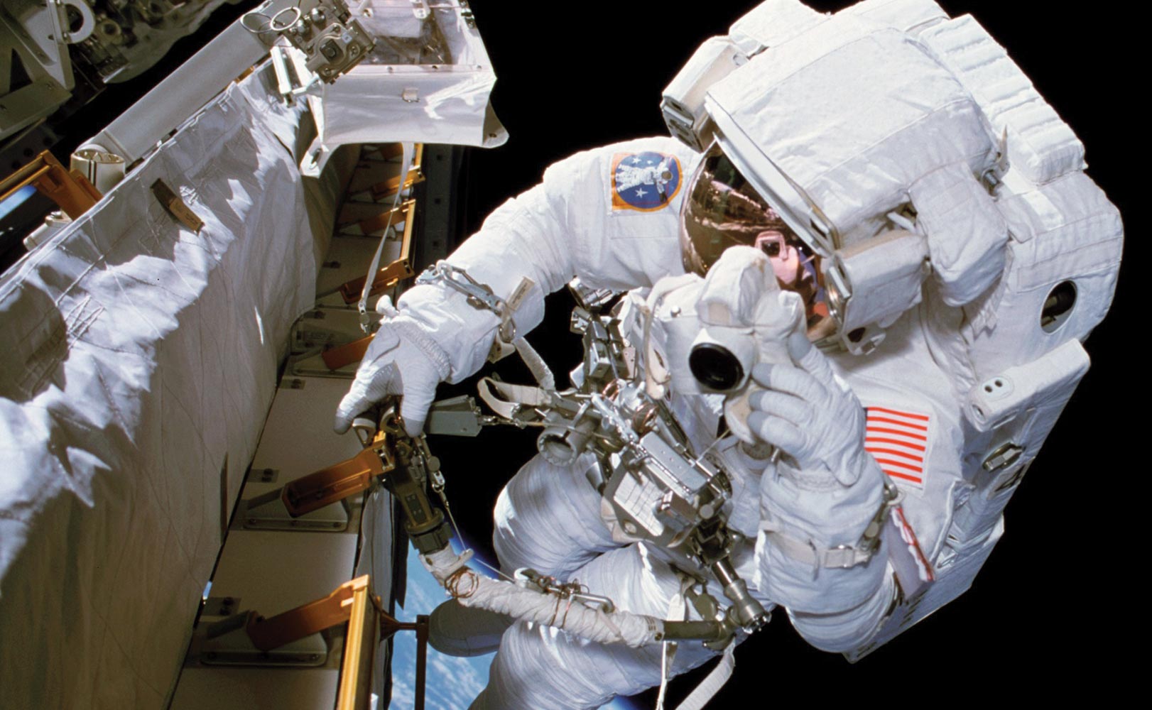 An astronaut in space. 