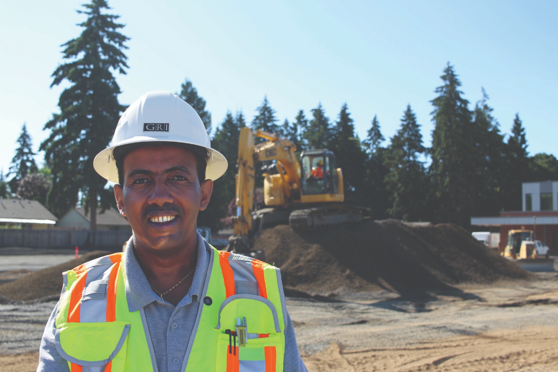 Tadesse Meskele in construction uniform