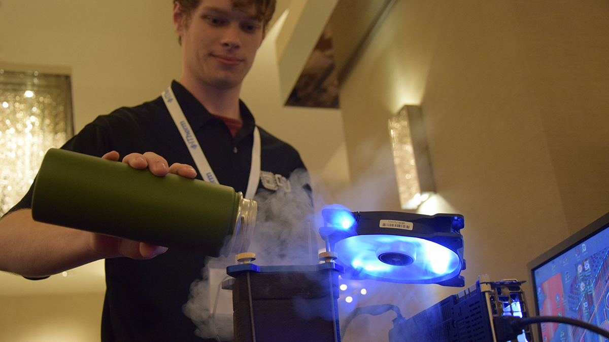 Alec Nordlund uses liquid nitrogen.