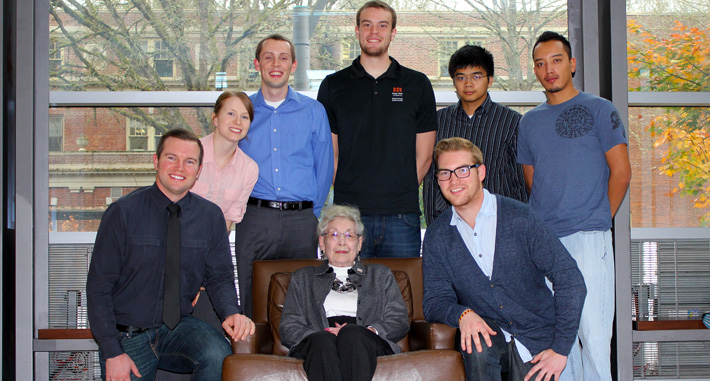 Bev Brown (center) with her some of her grandchildren and students.