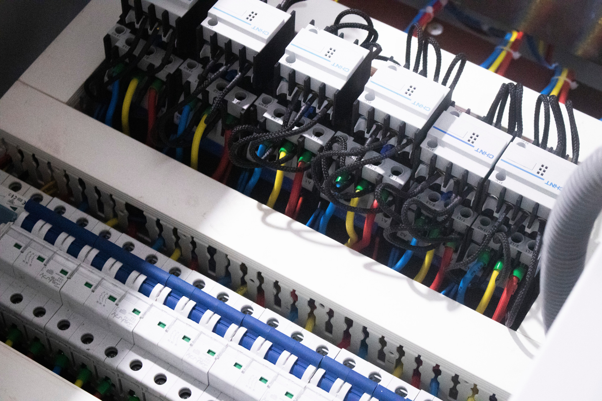 Motor starters with wires.