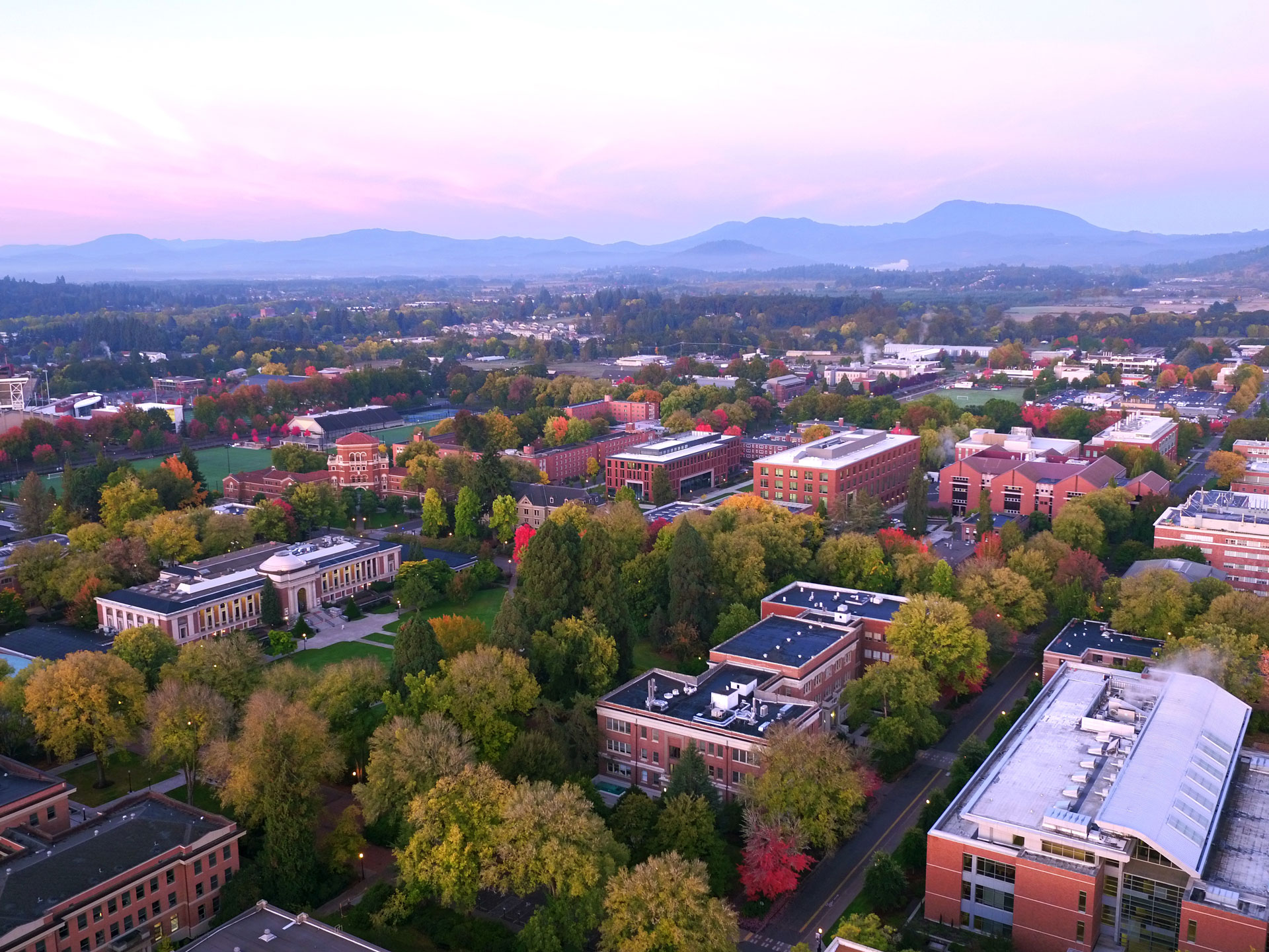 Oregon State University campus from elevated vantage point.