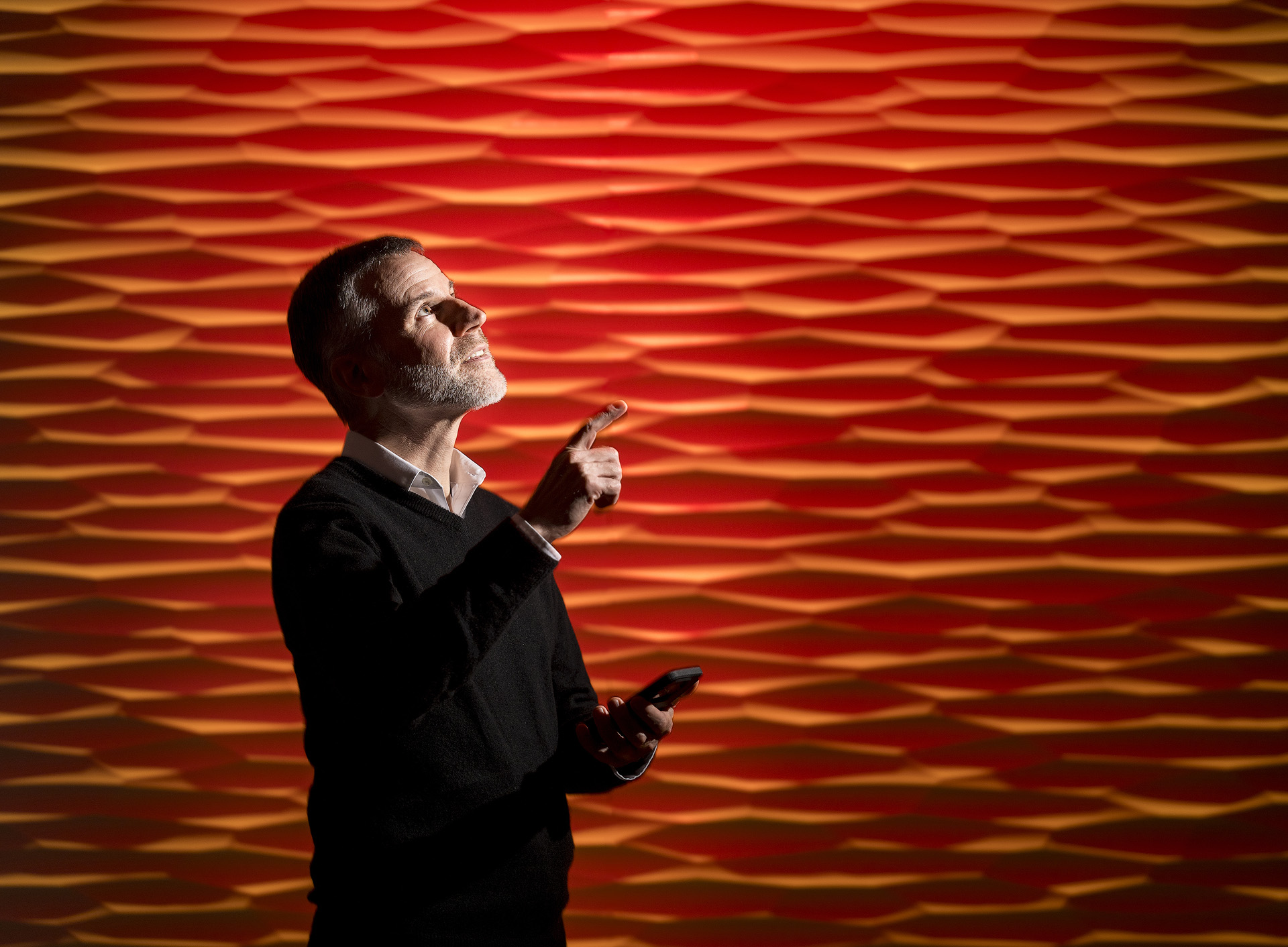 Kevin Houser, professor of Civil and Construction Engineering, in the new Lighting Laboratory.