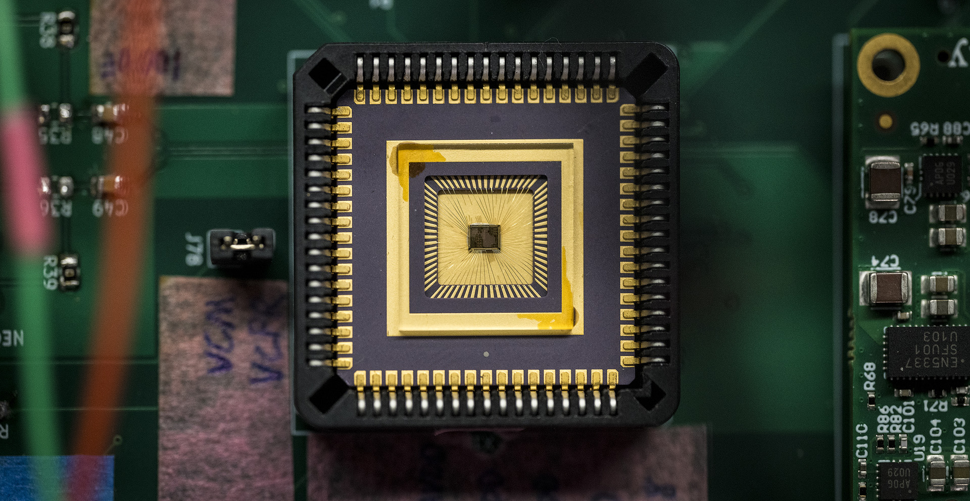 Close up view of a computer socket.