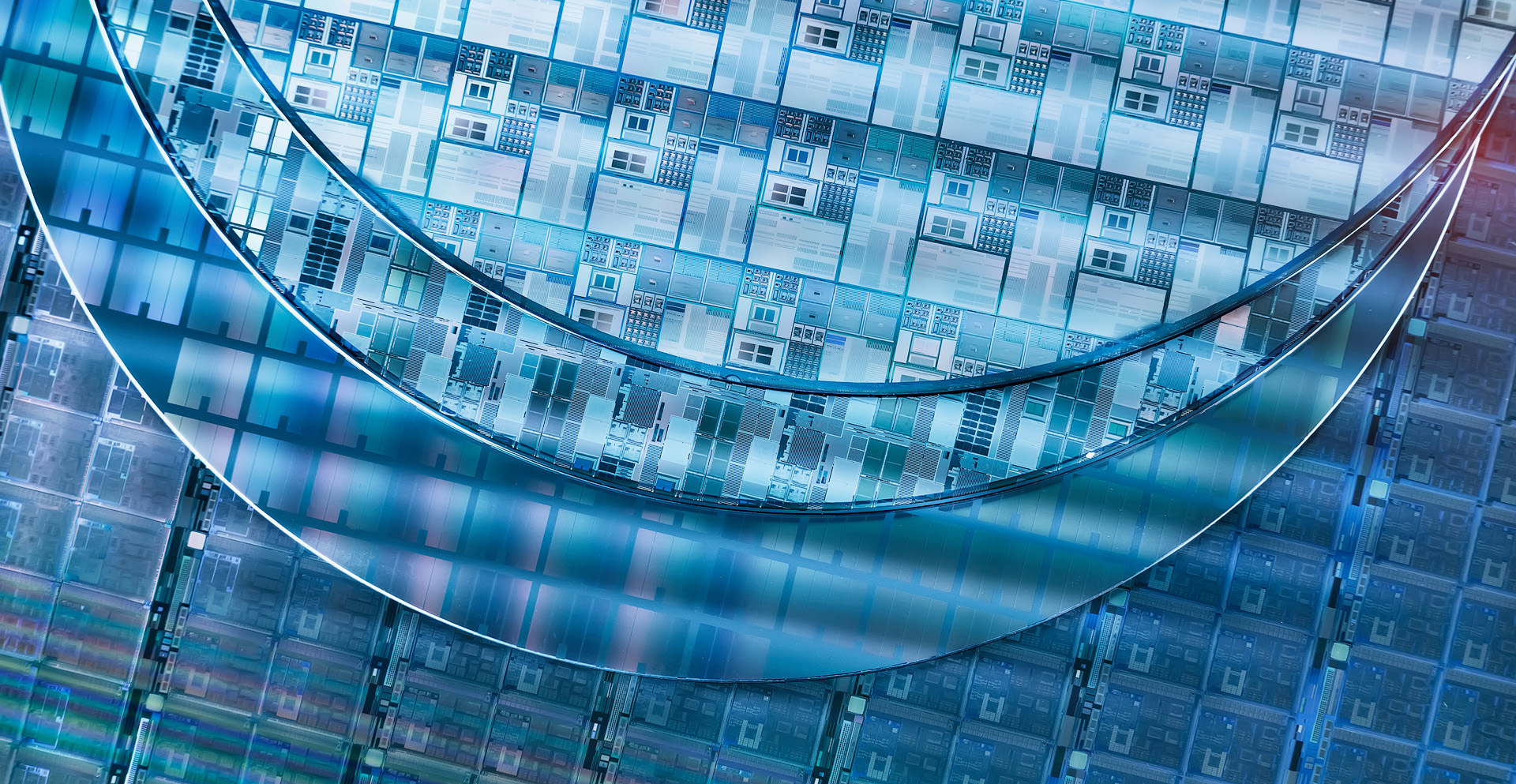 Rows of computer chips and processors.