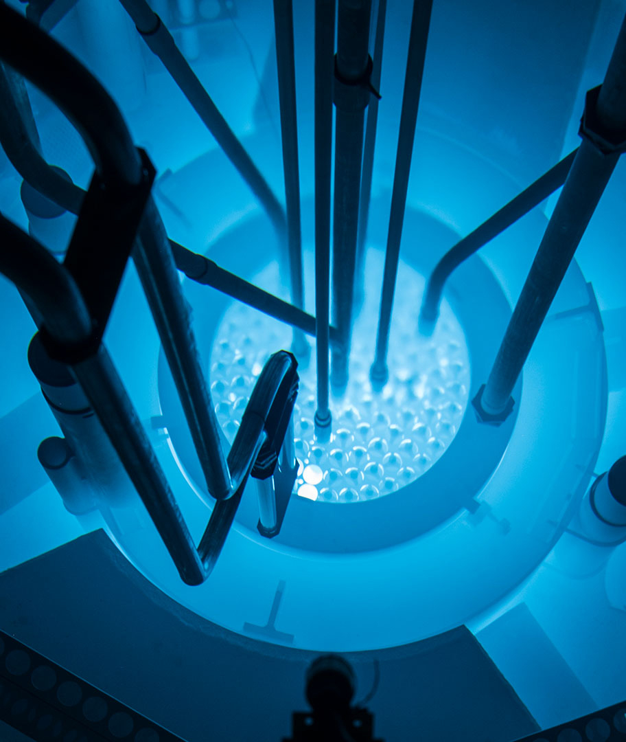 Blue glow from operation of the TRIGA reactor.