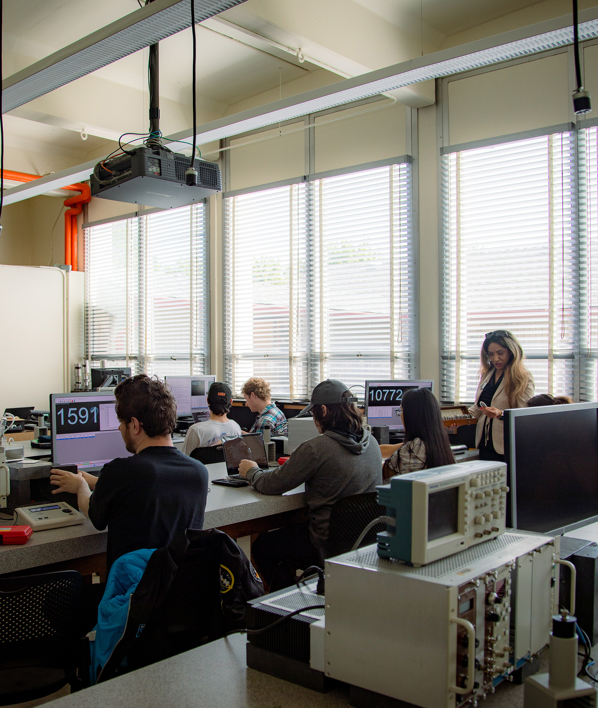 Students in a Radiation Health Physics laboratory.