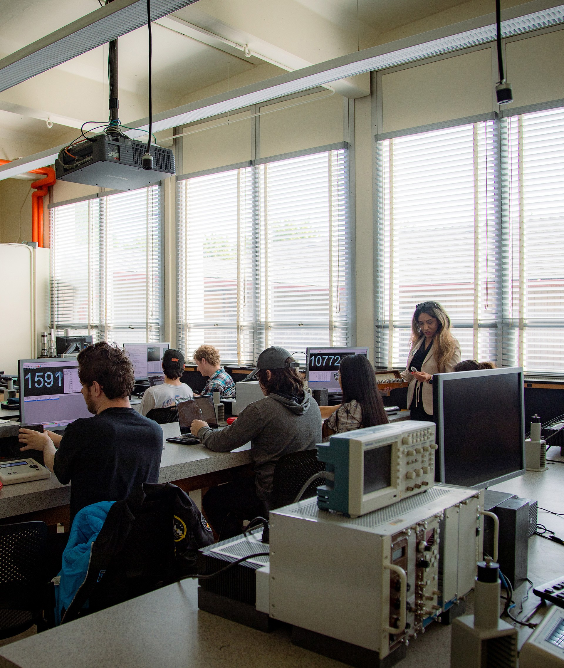 Students in a Radiation Health Physics laboratory.