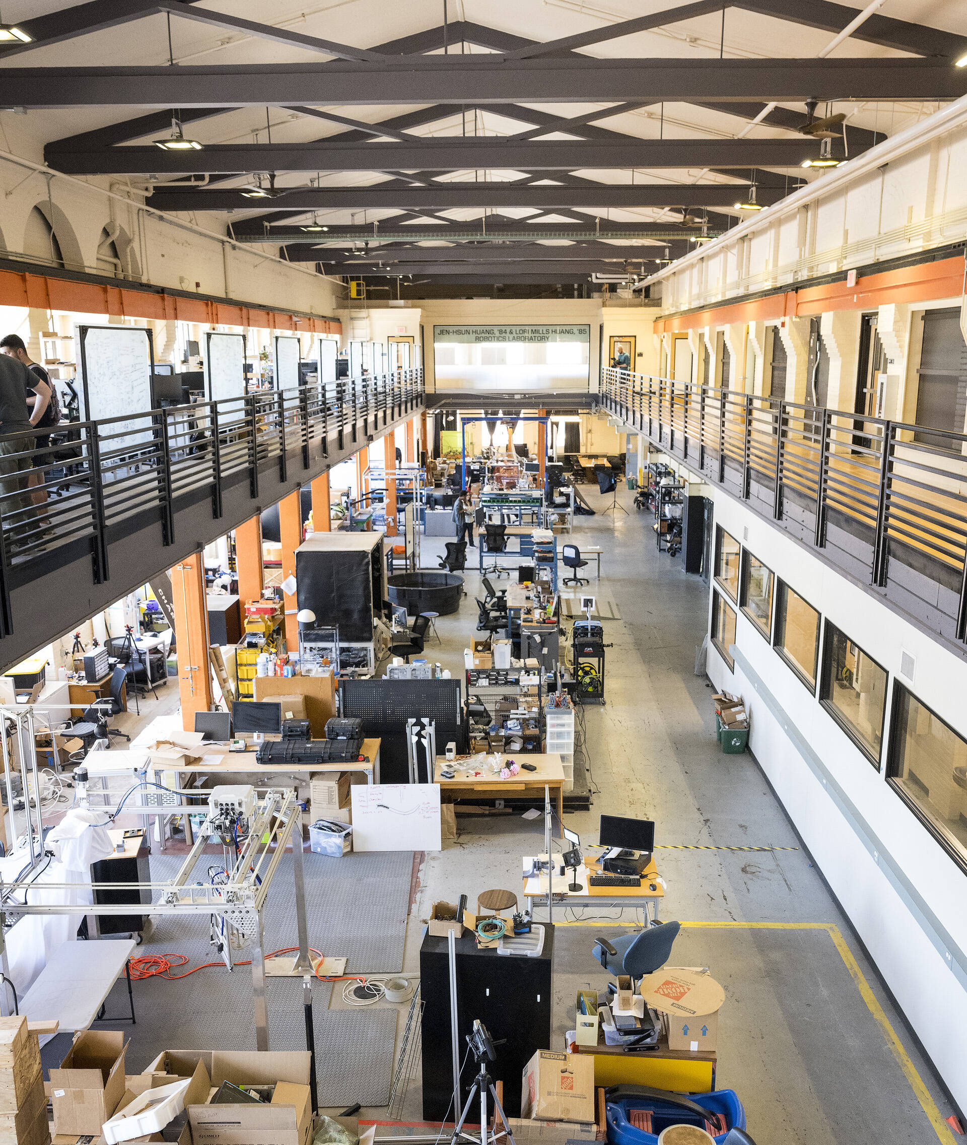 Interior of Graf Hall, an active robotics hub at Oregon State University.