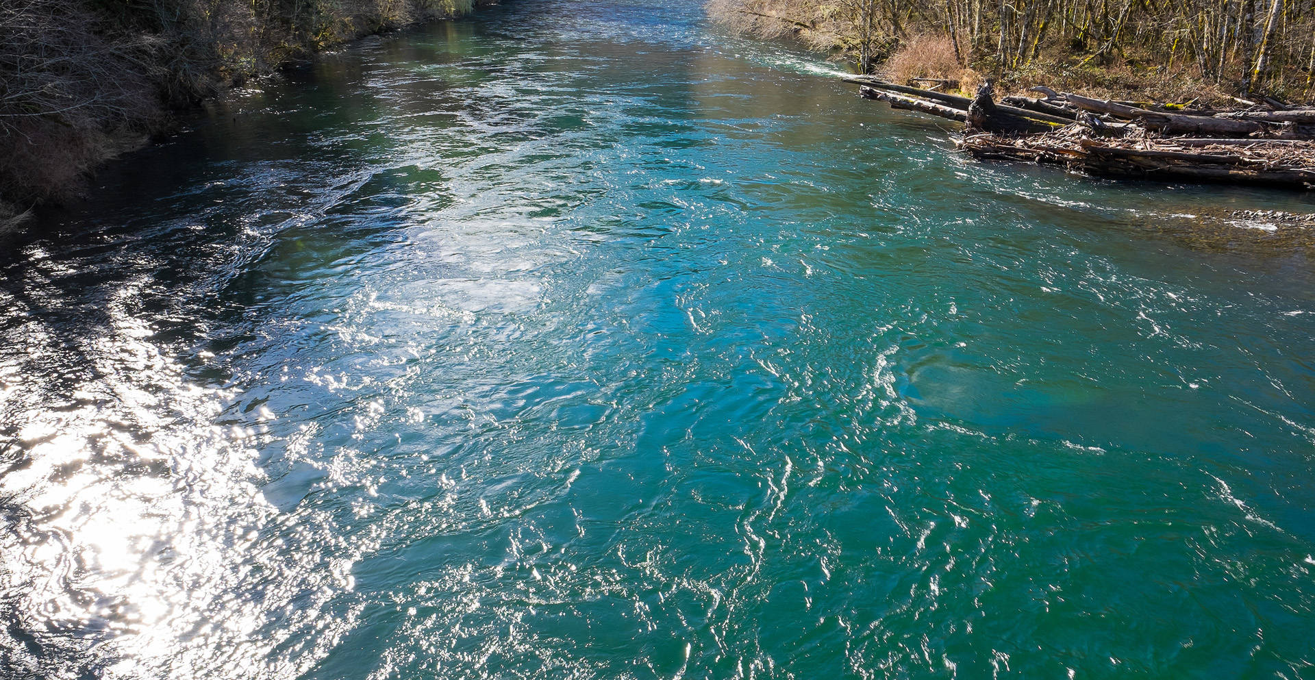 Flowing water in a river.