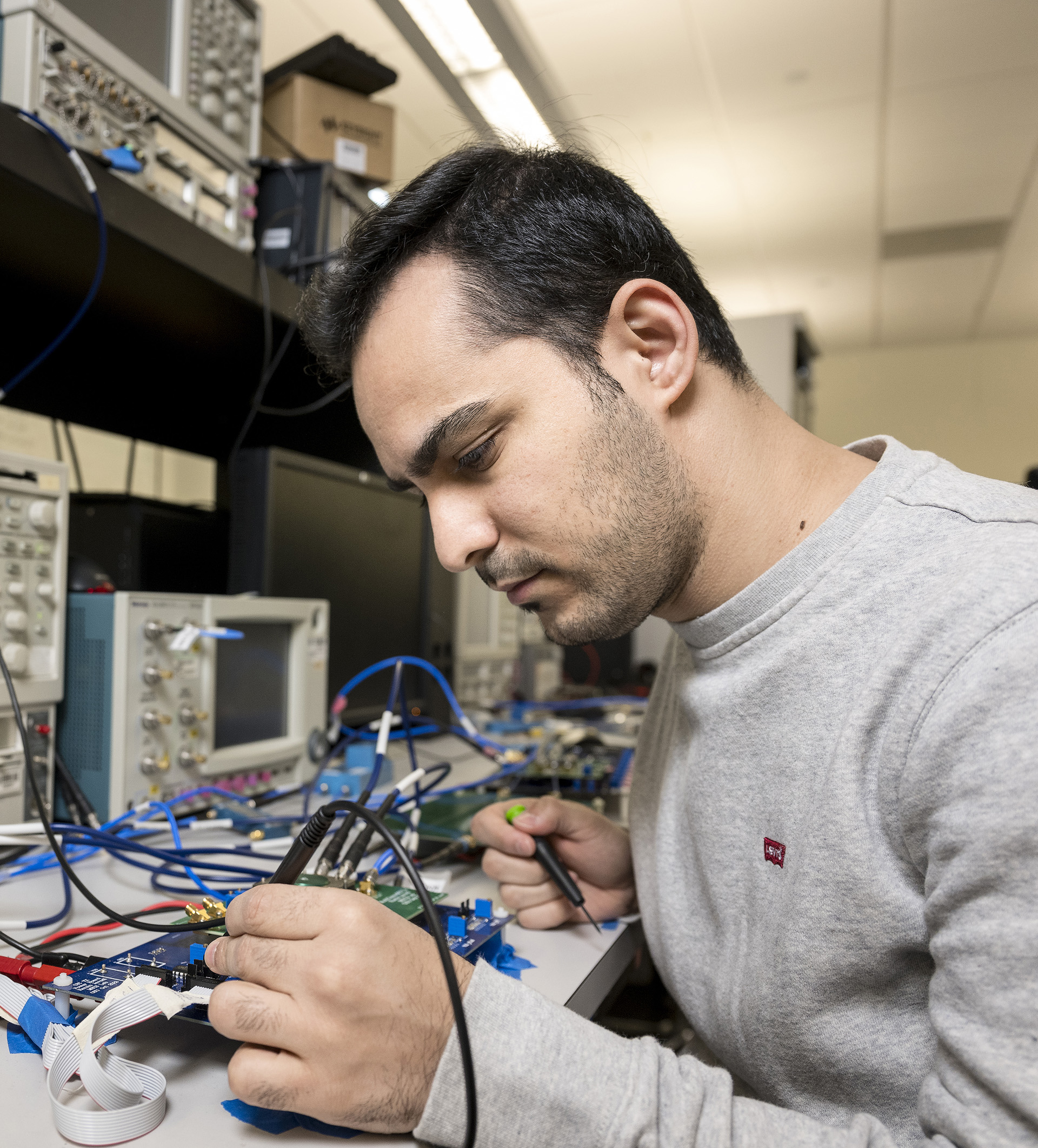 Engineer working on a electronic board