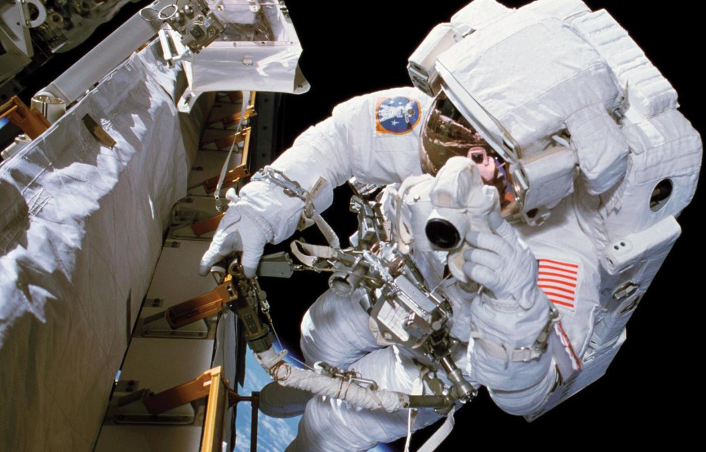 An astronaut in space. 
