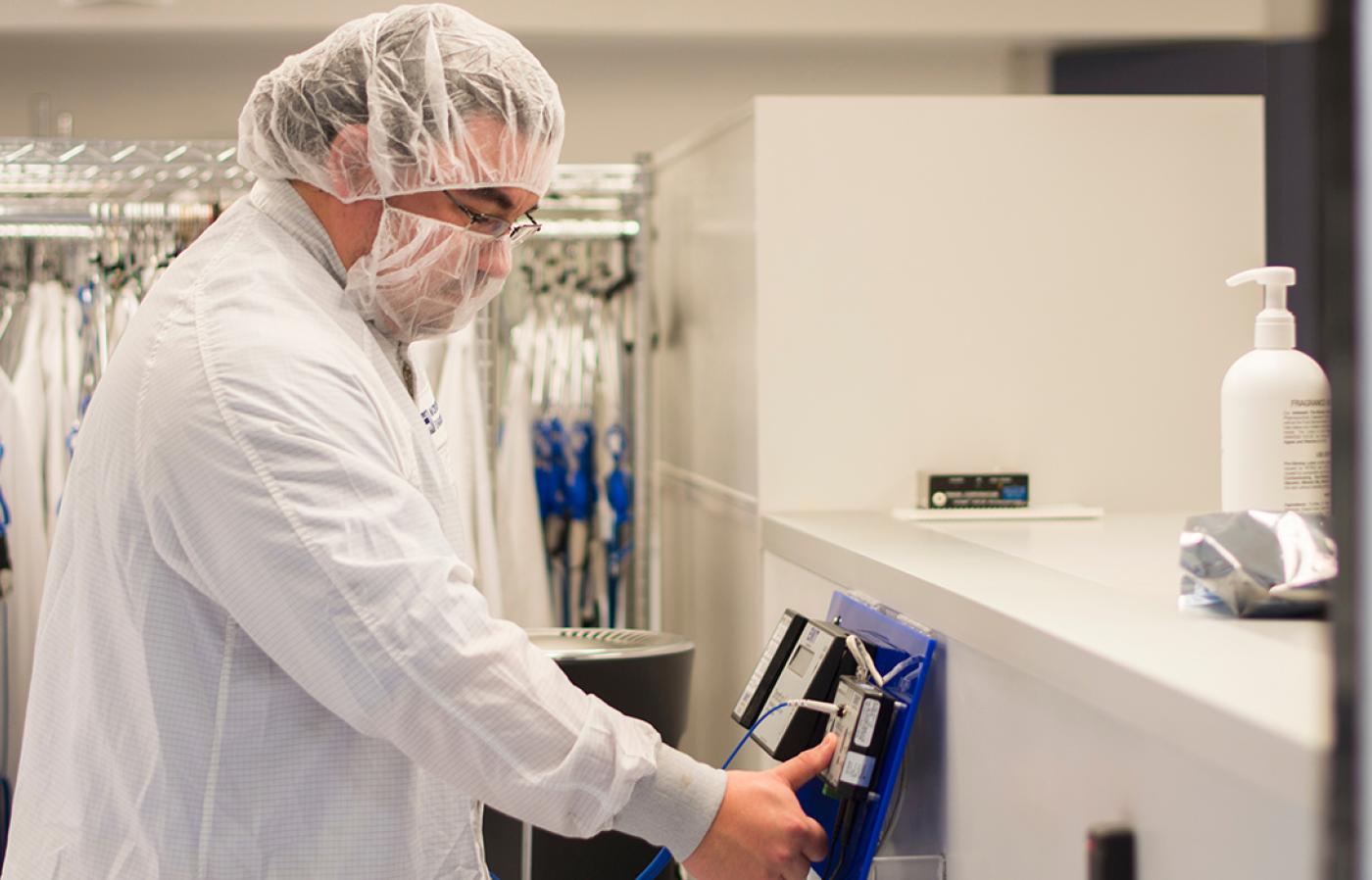 Justin Ihara in clean room