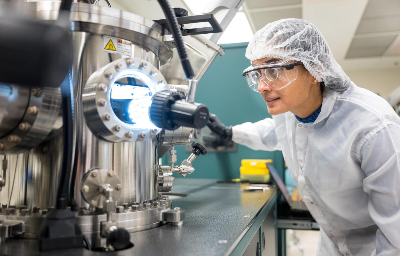 Someone doing work in a clean room.