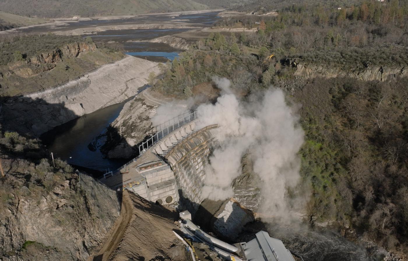 A river and a dam.