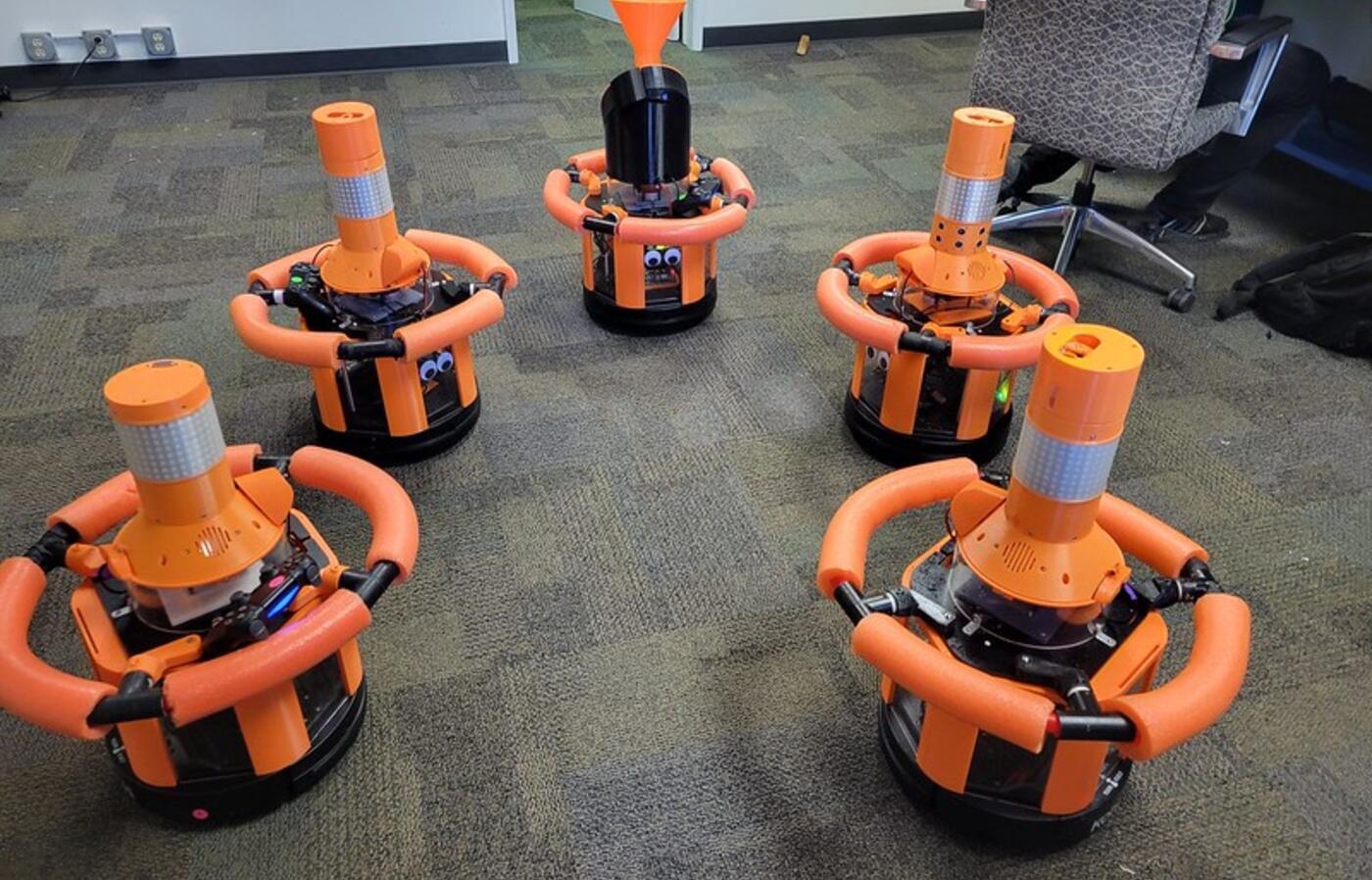 Five robot playmates designed for children.