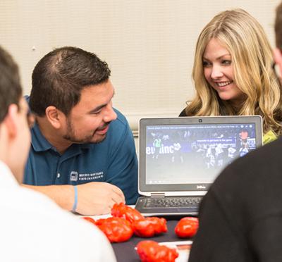 Picture of people at career showcase.