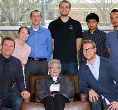 Bev Brown (center) with her some of her grandchildren and students.