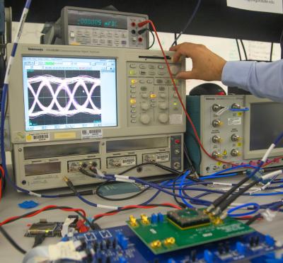 Testing equipment in the Analog Mixed Signal lab at Oregon State University.