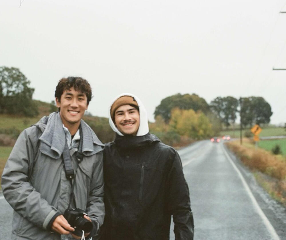 Shawn Kitagawa posing with his friend.