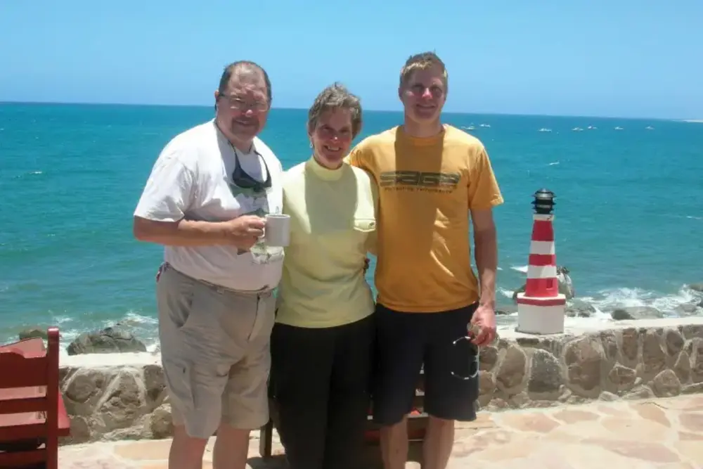 Mike, Barb, and Paul Schmierer on a fishing outing.