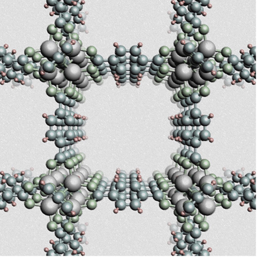 Crystal structure of a metal-organic framework, IRMOF-1.
