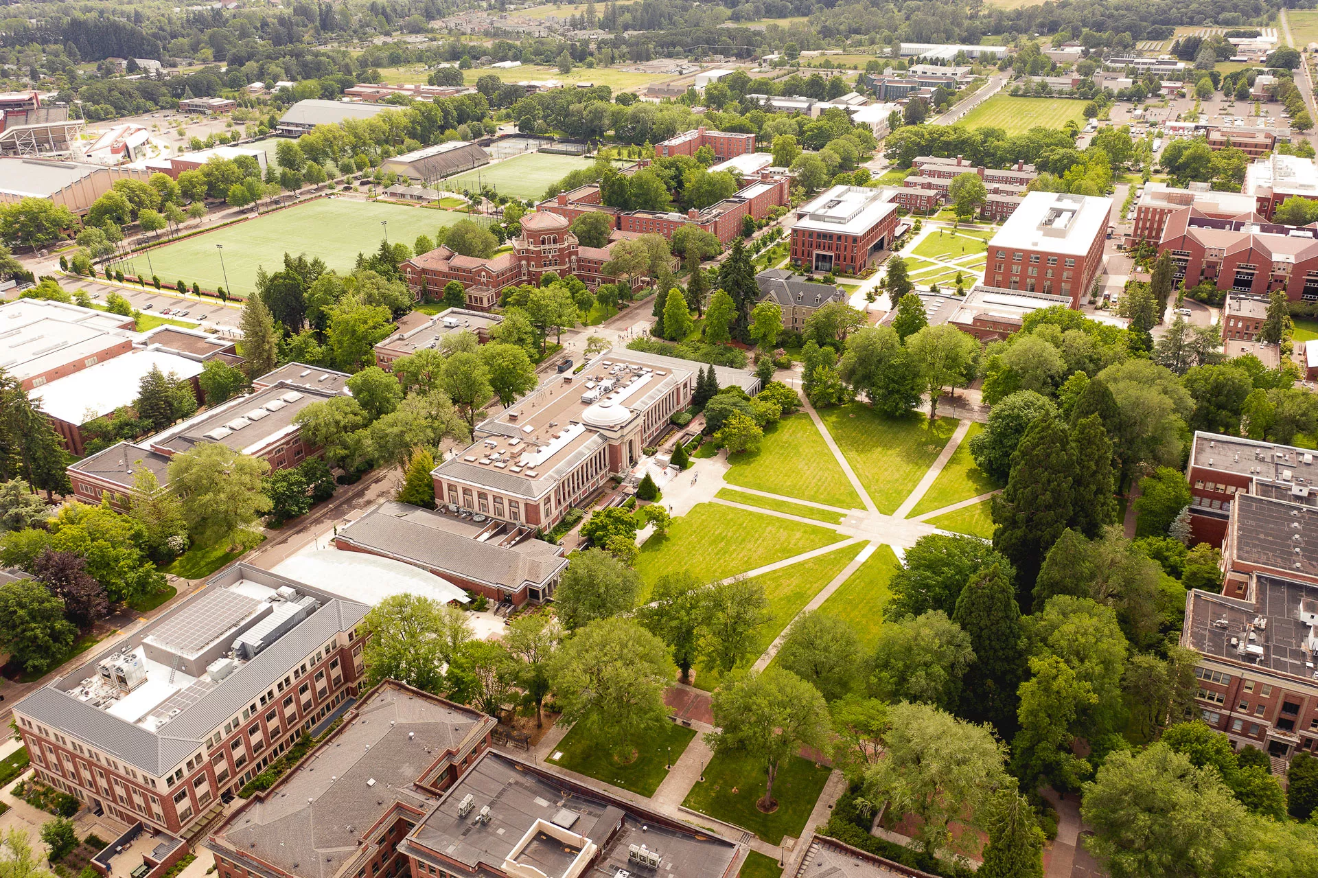 Campus from an aerial perspective.