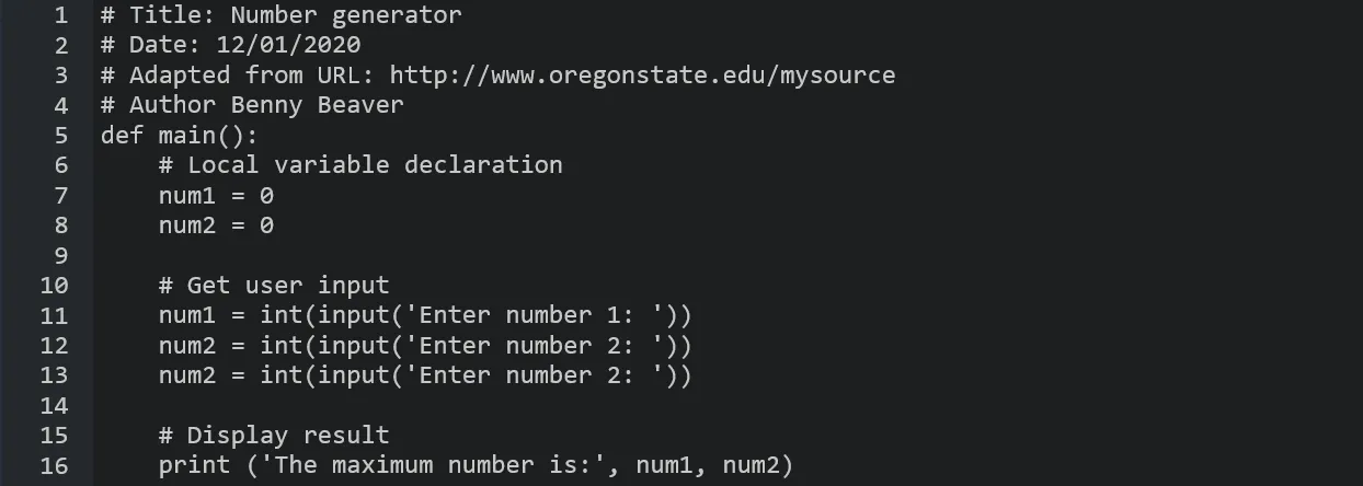 Code snippet