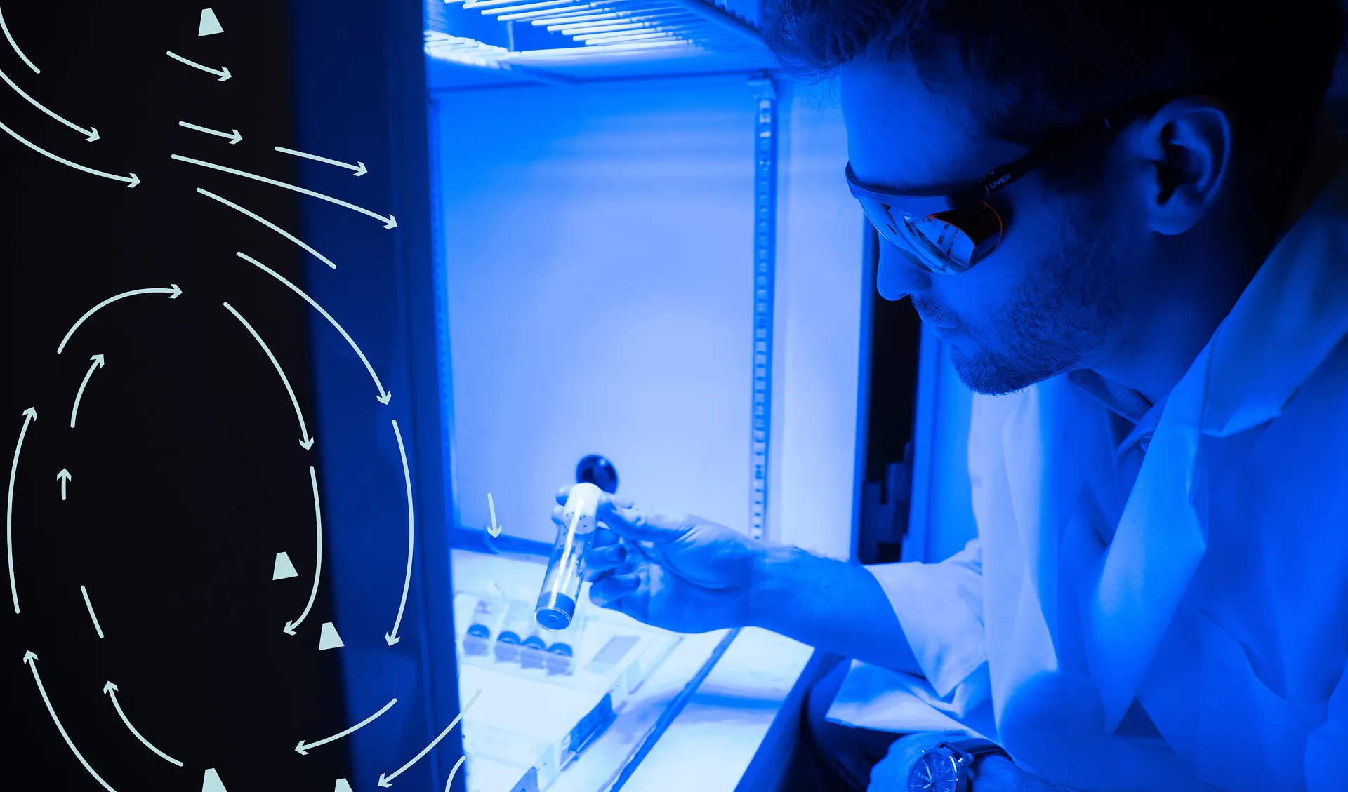 Student looking at a test tube