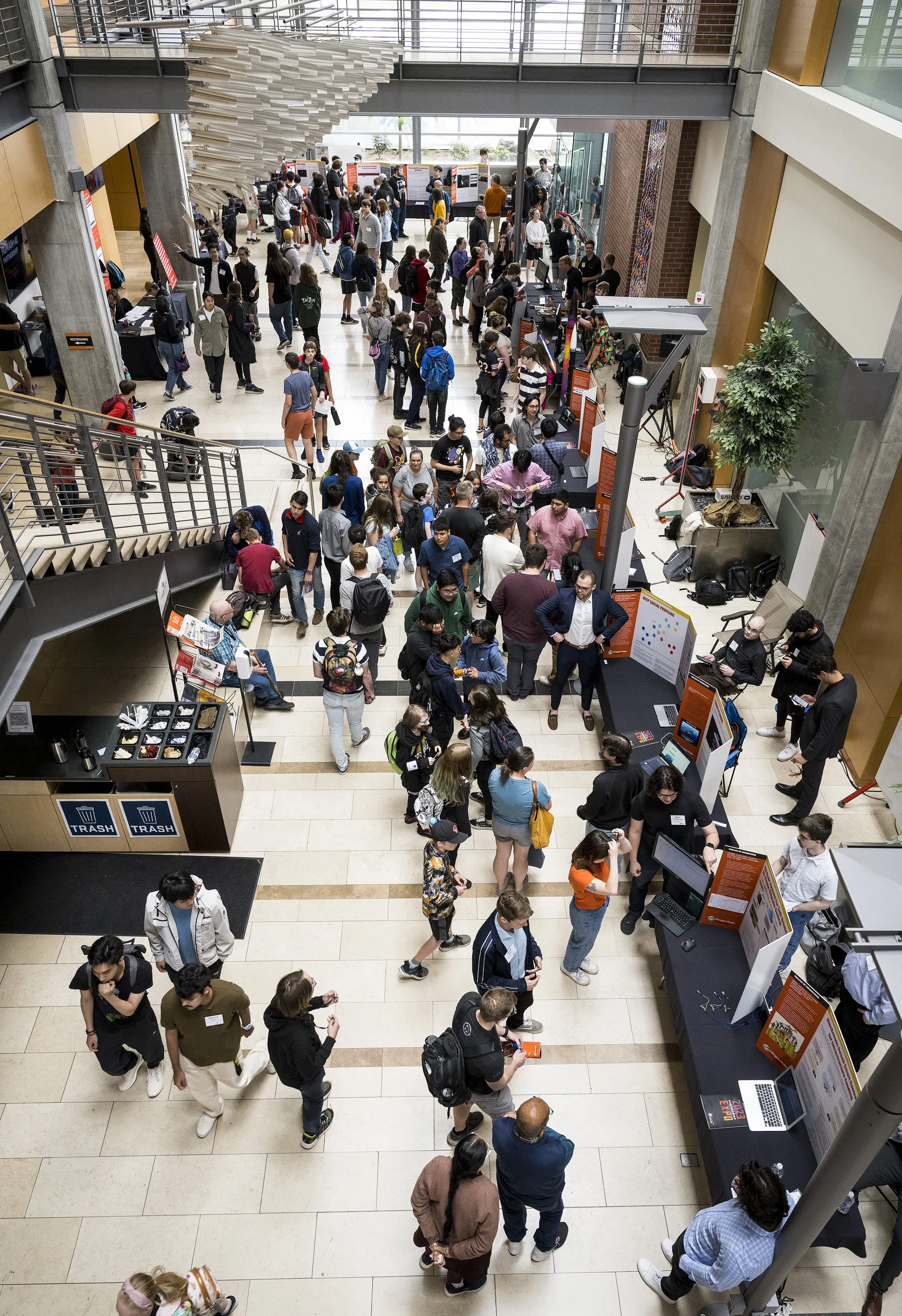 Students in Kelley Engineering Center at academic fair