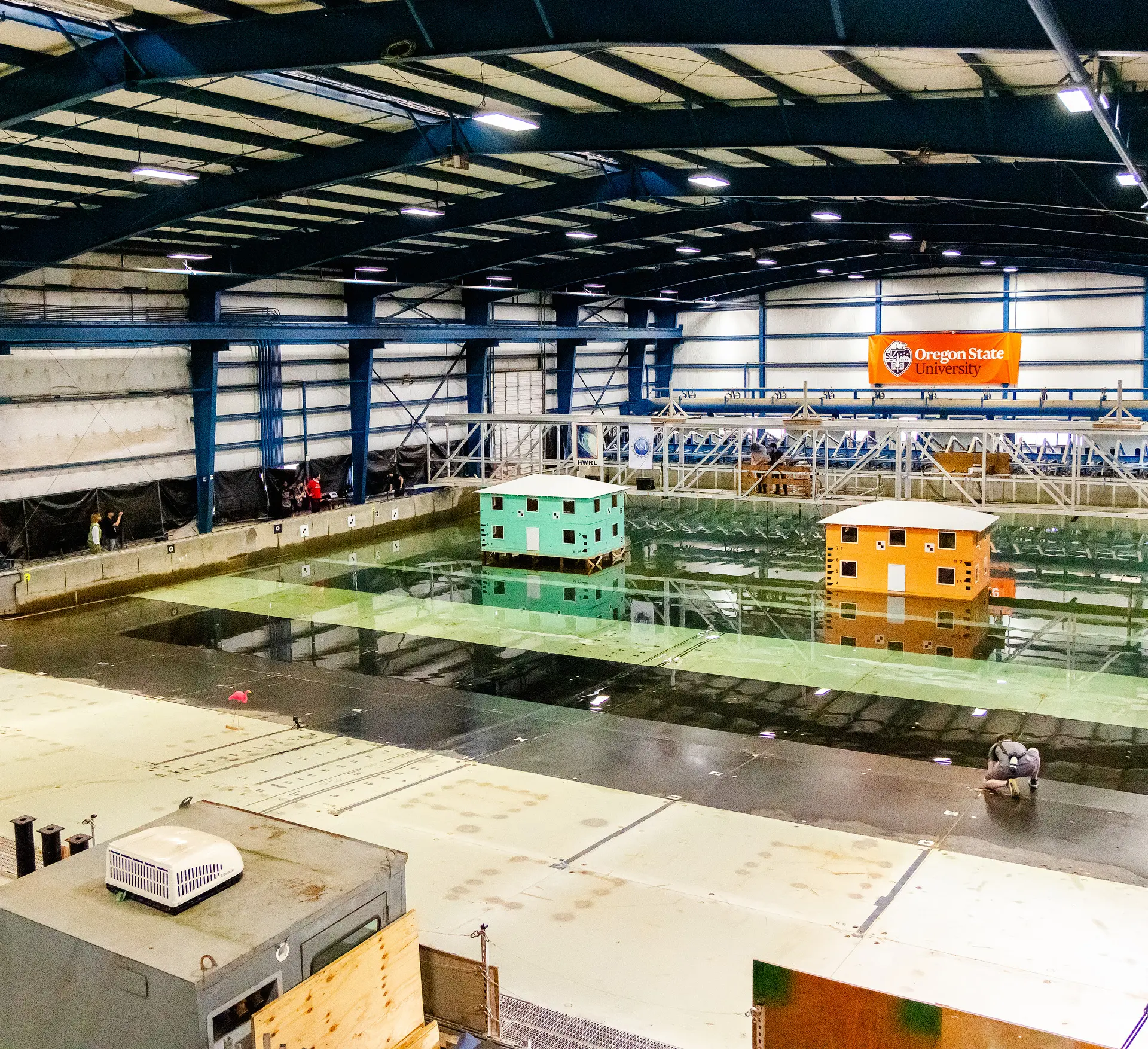 overlooking the wave basin