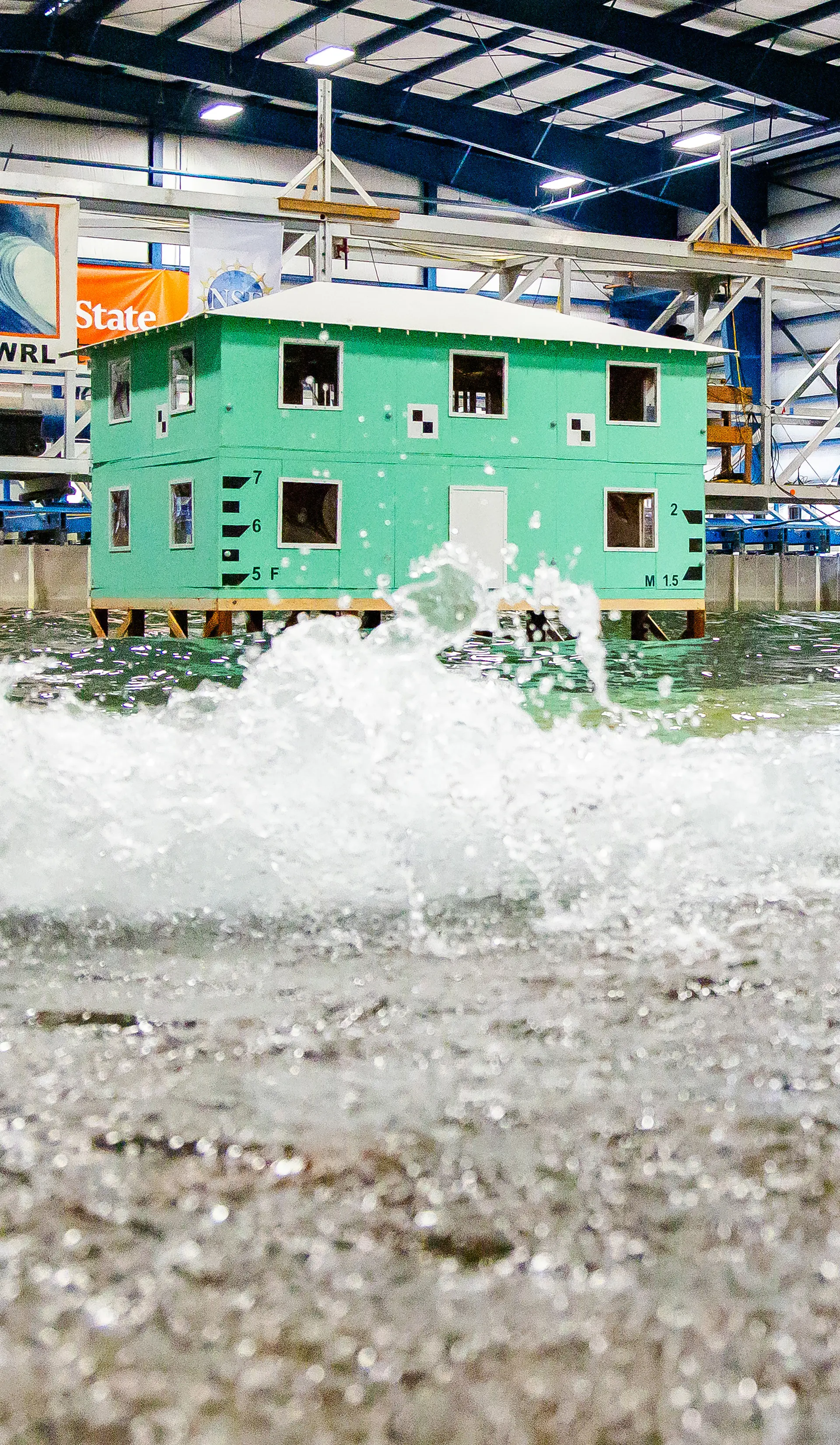 test building in wave basin