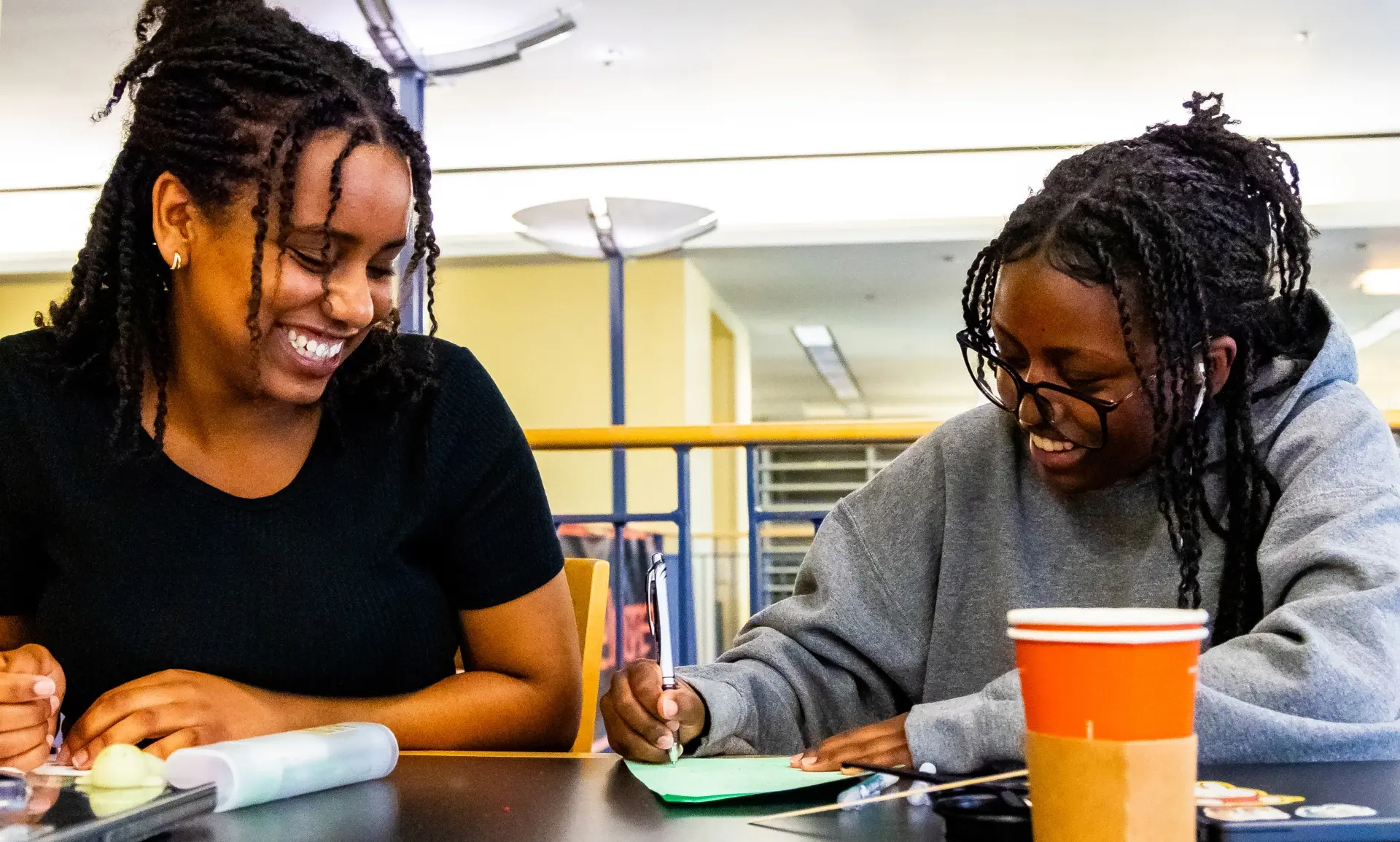 Two students studying together.