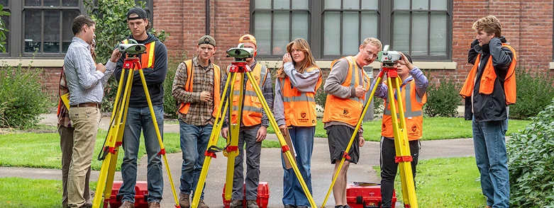 Seven people performing a survey.