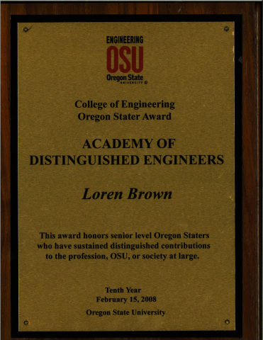 Loren Brown's Academy of Distinguished Engineers award.
