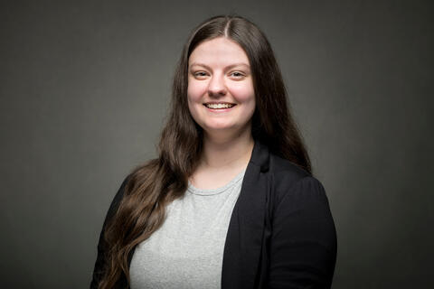 Portrait of Meg Dodge while giving grad speech