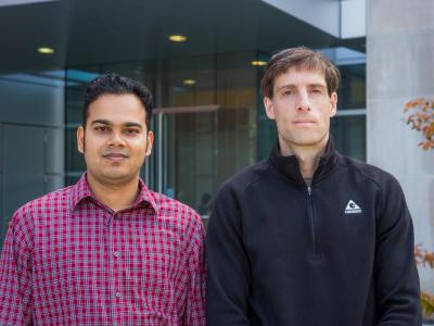 Alan Fern, professor of computer science, (right) and his Ph.D. student, Amran Siddiqui (left) are advancing methods of detecting cyberattacks known as advanced persistent threats.