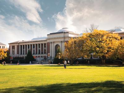 Memorial Union exterior in fall.
