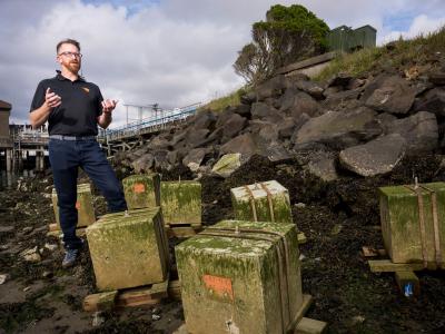 Faculty member Jason Ideker at a coastal site.