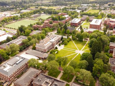 Photo of campus from an aerial perspective.