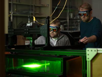 Wade Marcum and researcher in nuclear science and engineering lab.