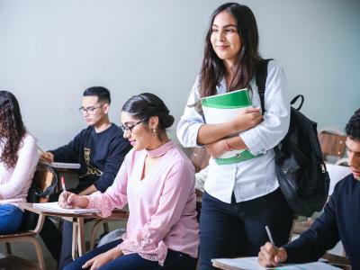 A stock image of students in a classroom.