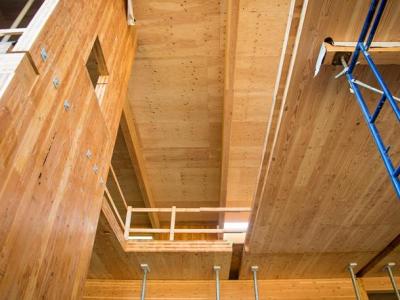 Cross-laminated timber (CLT) panels at Oregon State University.