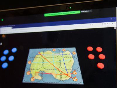 Close up of a game displayed on a computer screen.